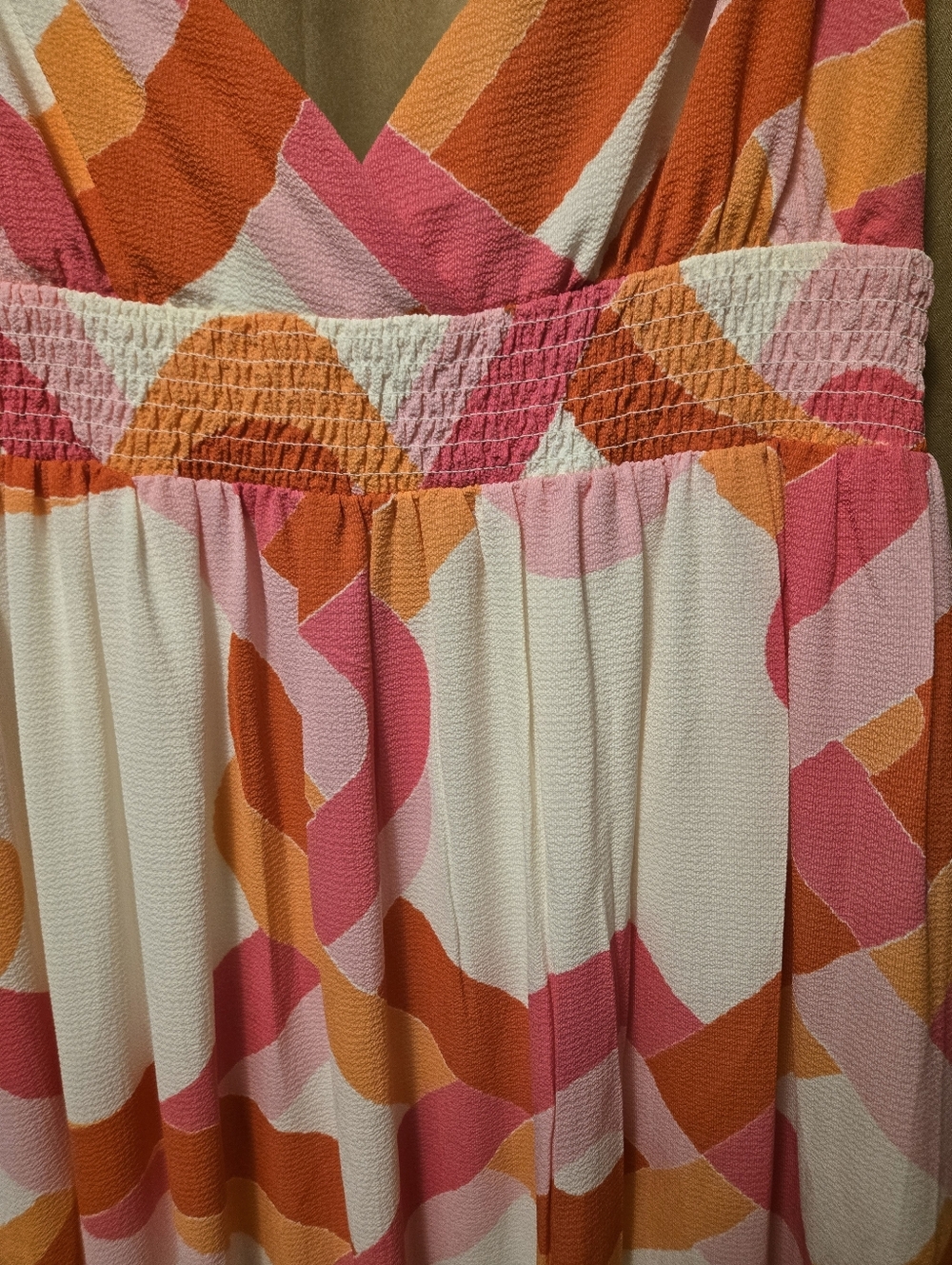 Premier Amour Size 18 Pink & Red Geometric Spaghetti-Strap Maxi Dress - Picture 3 of 6